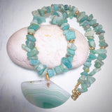 Agate and Amazonite Stone Necklace (MARGARET)