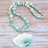 Agate and Amazonite Stone Necklace (MARGARET)