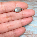 Labradorite Stone Silver Steel Ring (Size 7.5)