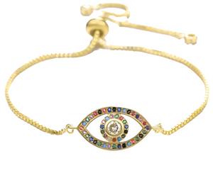 Evil Eye Rainbow Rhinestone Bracelet (SHULA)