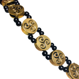 Celtic Triskelion Bracelet Antiqued Gold Black