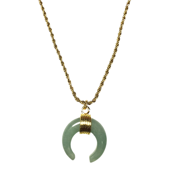 Aventurine Stone Crescent Moon Necklace (LETO)