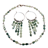 Earth Olive Green Glass Jewelry Set (TANSY)