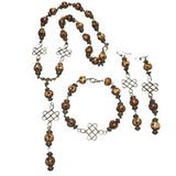 Celtic Cross Jewelry Set Bronze & Brown (BRONA)