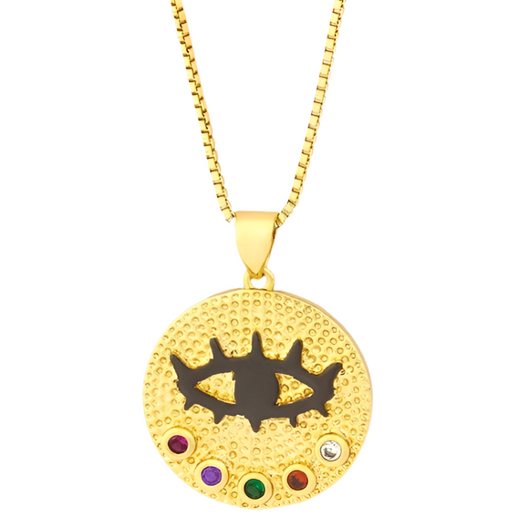 Evil Eye Rainbow Rhinestone Necklace (AVIVA)