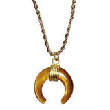 Tiger Eye Stone Crescent Moon Necklace (APOLLO)