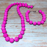 Magenta Acylic Cord Beaded Set (FELICIA)