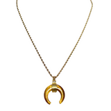 Tiger Eye Stone Crescent Moon Necklace (APOLLO)