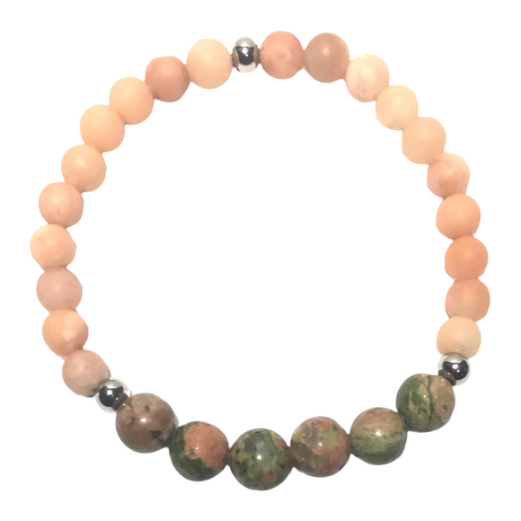 Unakite & Peach Aventurine Stone Bracelet (ALACHUA)