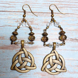 Celtic Knot Bronze Glass Earrings