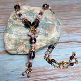 Purple Glass Bronze Necklace