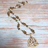 Celtic Knot Bronze Glass Necklace