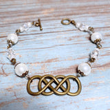 Infinity Bronze White Glass Bracelet (INFINITY-B)