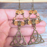 Celtic Knot Bronze Champagne Earrings