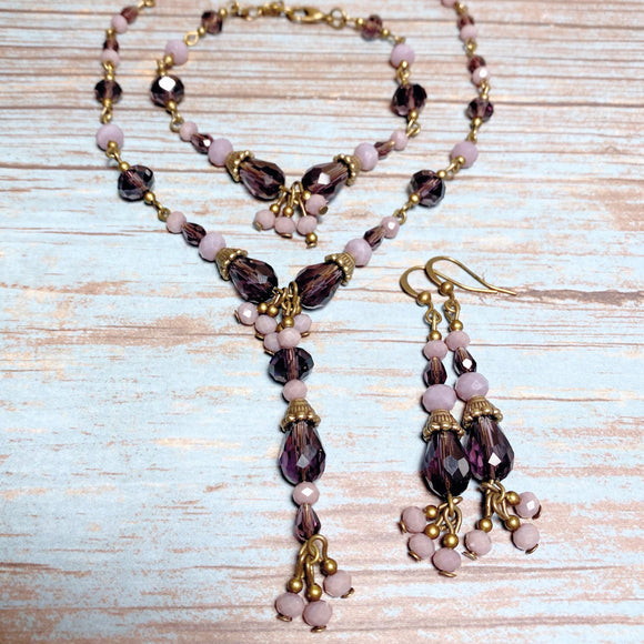 Purple Glass Bronze Jewelry Set (JULIETTE)