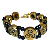 Celtic Triskelion Bracelet Antiqued Gold Black