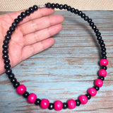 Fuchsia Black Wood Choker Necklace (OBELIA)