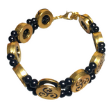 Celtic Triskelion Bracelet Antiqued Gold Black