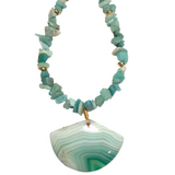 Agate and Amazonite Stone Necklace (MARGARET)