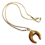 Tiger Eye Stone Crescent Moon Necklace (APOLLO)