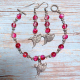 Hummingbird Fuchsia Glass Jewelry Set (BIRDIE)