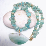 Agate and Amazonite Stone Necklace (MARGARET)