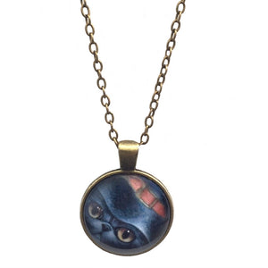 Black Cat Bronze Glass Dome Necklace (LYNX)