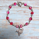 Hummingbird Fuchsia Glass Bracelet (BIRDIE-B)