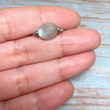 Labradorite Stone Silver Steel Ring (Size 7.5)