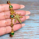 Marijuana Green Gold Glass Bracelet (HEMP-B)