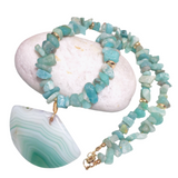 Agate and Amazonite Stone Necklace (MARGARET)