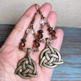 Celtic Knot Bronze Glass Earrings