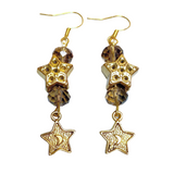 Stars Antiqued Gold Glass Earrings