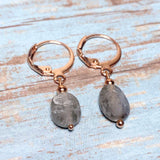 Labradorite Stone Rose Gold Earrings (MISHA-E)