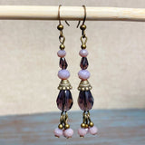 Purple Glass Bronze Earrings