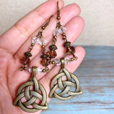 Celtic Knot Bronze Glass Earrings