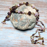 Purple Glass Bronze Necklace