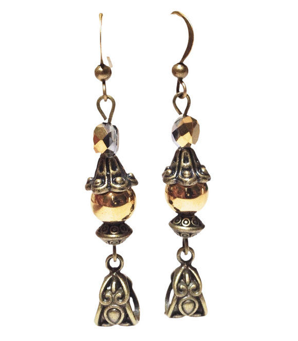 Bronze Gold Hematite Stone Earrings (ENYO)