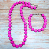 Magenta Acylic Cord Beaded Set (FELICIA)