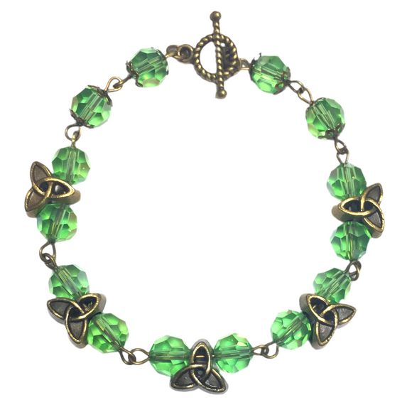 Celtic Knot Bracelet Bronze & Green (ELVA)