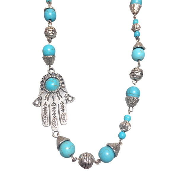 Hamsa Howlite Gemstone Necklace