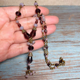 Purple Glass Bronze Necklace