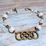 Infinity Bronze White Glass Bracelet (INFINITY-B)