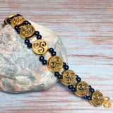 Celtic Triskelion Jewelry Set Antiqued Gold Black (CADEN)