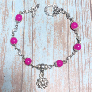 Flower Fuchsia Glass Bracelet (DAISY-B)