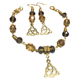 Celtic Jewelry Set Antiqued Gold & Earthy (EITHNE)