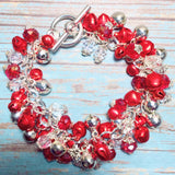 Red Silver Jingle Bell Chunky Bracelet (HOLLY-B)