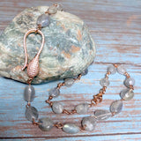 Labradorite Stone Rose Gold Necklace (MISHA-N)