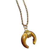 Tiger Eye Stone Crescent Moon Necklace (APOLLO)