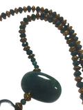 Emerald Green & Bronze Agate Stone and Glass Necklace (GENEVA)